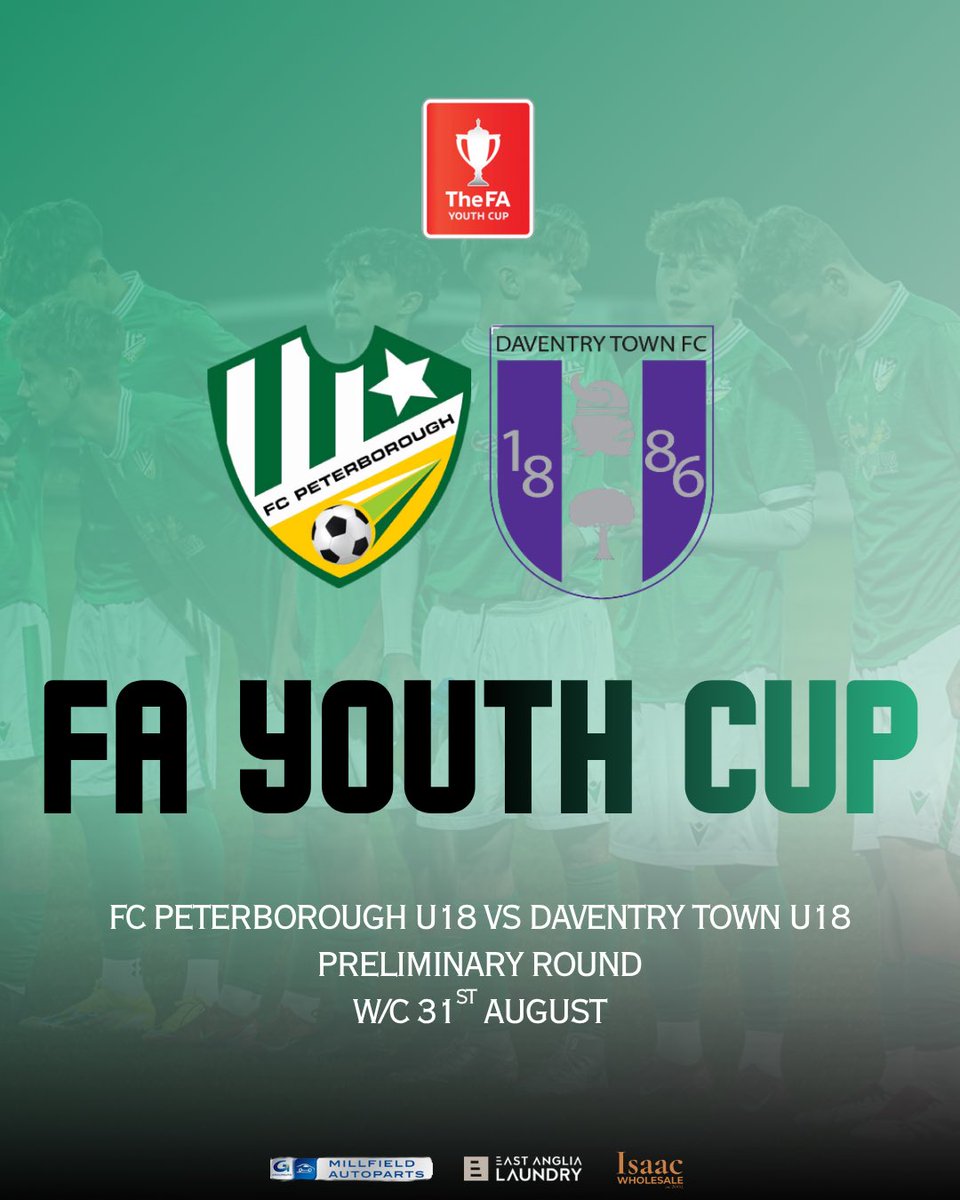 fc_peterborough's tweet photo. 𝙁𝘼 𝘾𝙐𝙋 𝙁𝙊𝙊𝙏𝘽𝘼𝙇𝙇 𝙁𝙊𝙍 𝙏𝙃𝙀 𝙁𝙄𝙍𝙎𝙏 𝙏𝙄𝙈𝙀 𝙀𝙑𝙀𝙍

FA Cup ➡️ Corby Town (our first ever appearance in the cup)

FA Vase ➡️ Heacham FC 

FA Youth Cup ➡️ Daventry Town FC

A busy August incoming 💚 https://t.co/5rBBKrgAqs