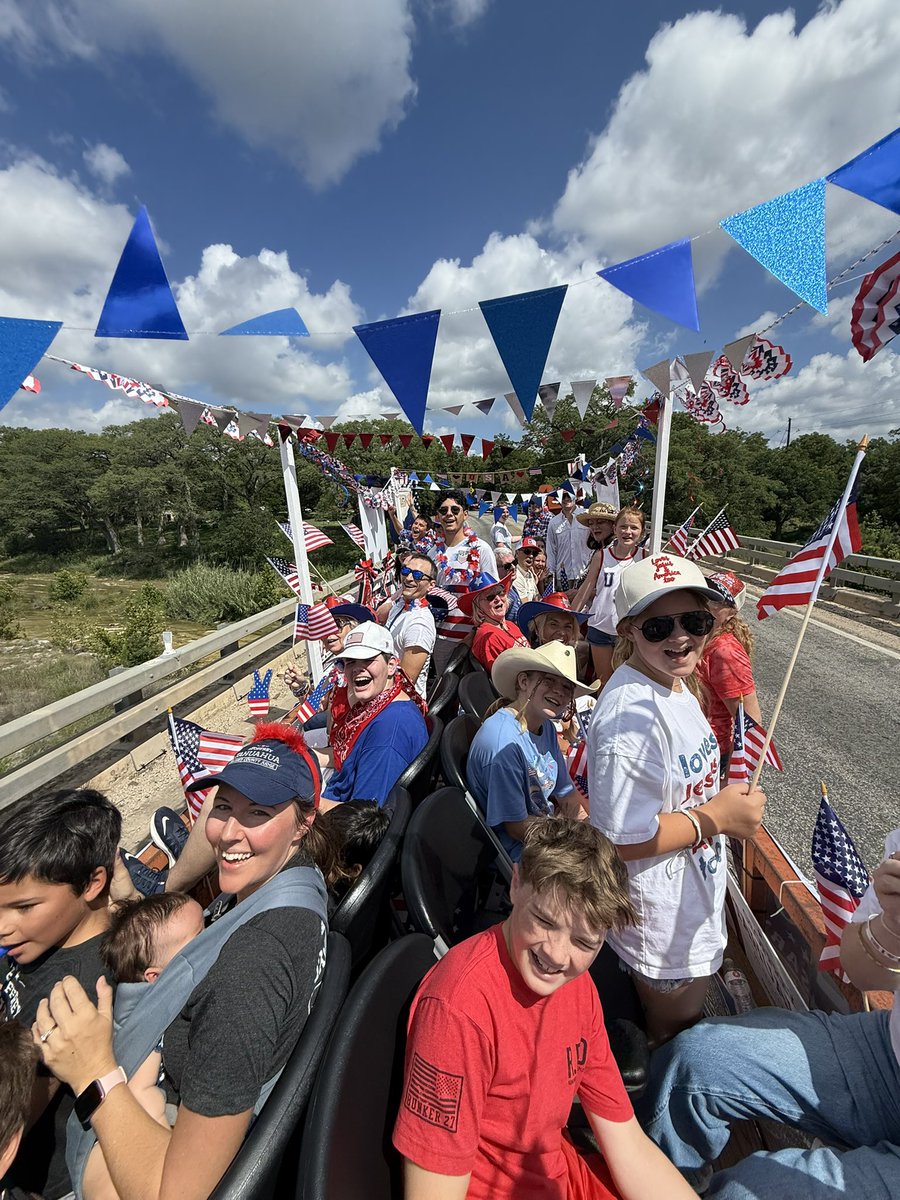 TennysonMoreno's tweet photo. Hays County Republicans out in force! #TeamTennyson had a great time walking in the Wimberley Parade. Thank you to everyone who came out and celebrated #America250
•
•
•
#TeamTennyson #txlege #HD45 #GOP https://t.co/FCdglqlLyq