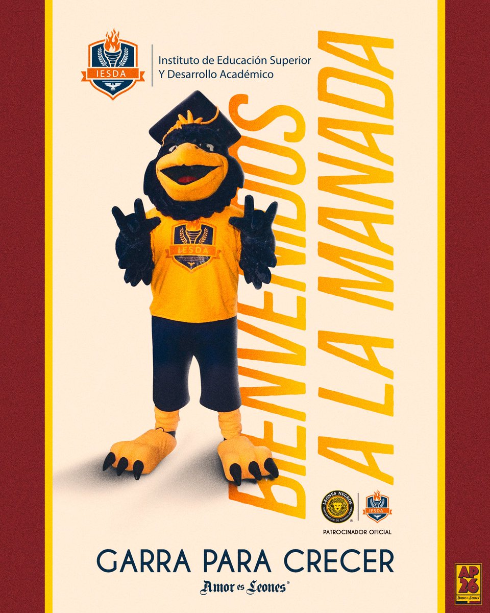 LeonesNegrosCF's tweet photo. El camino hacia el futuro está lleno de garra para crecer. 🦁🤝🐦⬛
¡Bienvenidos a la manada de Leones Negros, #IESDA! https://t.co/BlfYymrCG7