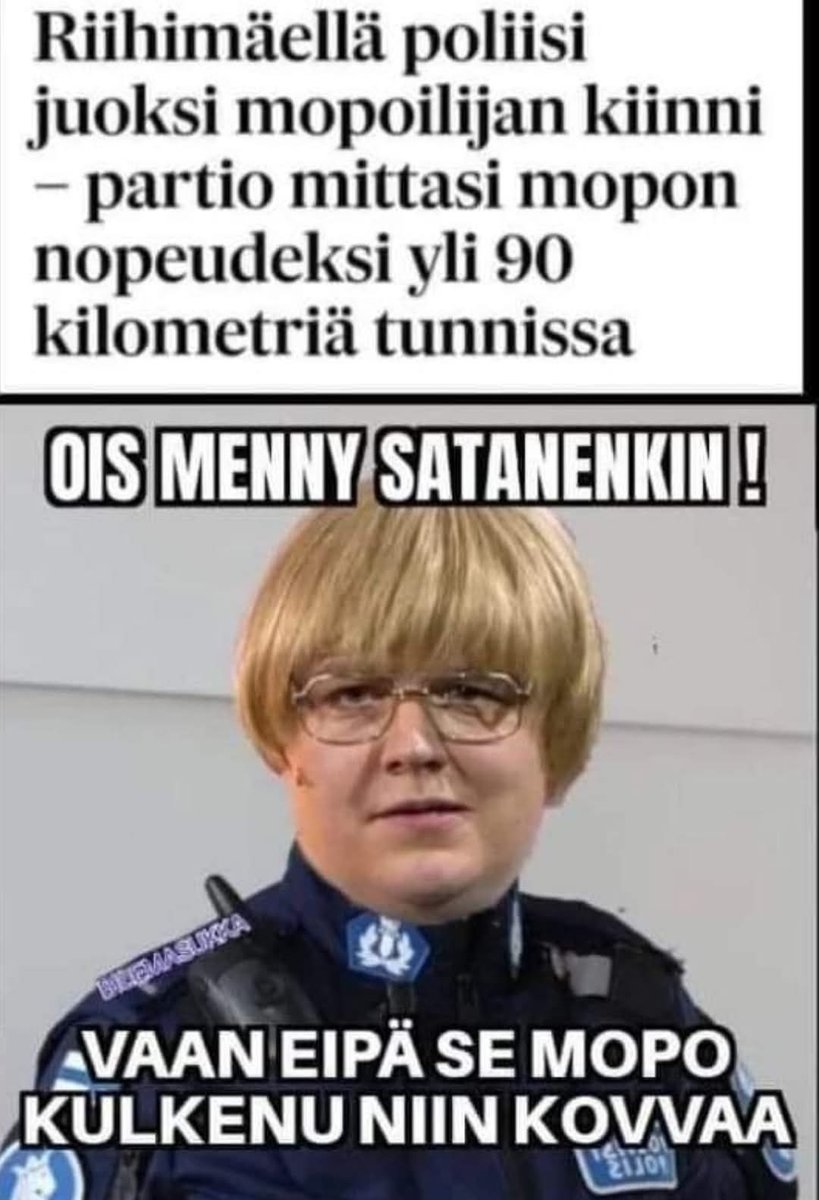 reima_kokkonen's tweet photo. On ne polliisit jotkut kovia juoksemaan niihin se Lasse Viren aikoinaan kuului juoksevien poliisien ryhmään...🤣🤣
#mopo #viritettymopo #juokseminen #poliisi #lööppi https://t.co/iKeyyJTmVV