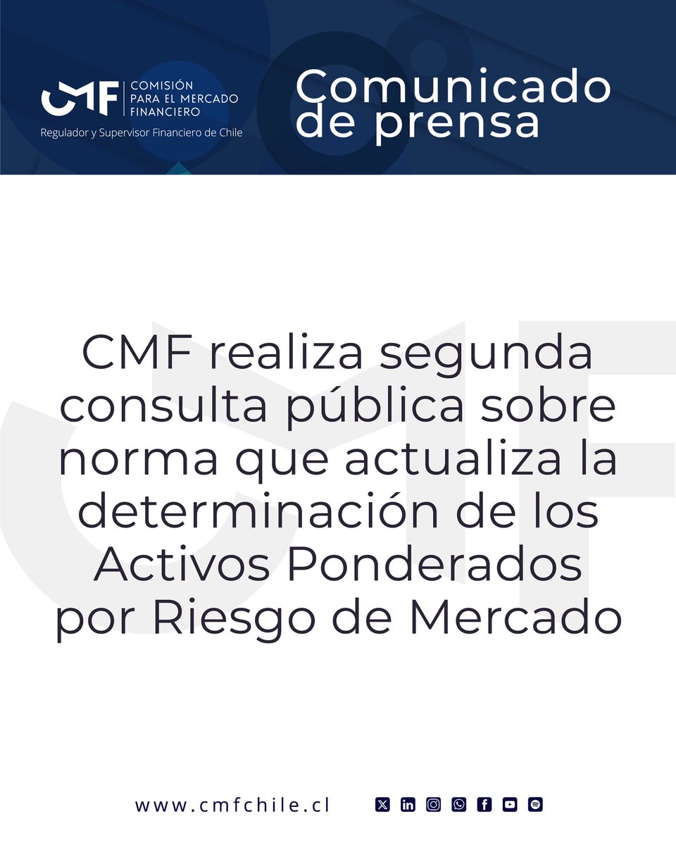 cmfchile_'s tweet photo. #Comunicadodeprensa📣 

La propuesta contempla modificaciones al Capítulo 21-7 de la Recopilación Actualizada de Normas de Bancos.

🔗https://t.co/9282Y5MGKK https://t.co/g50M3byxiu