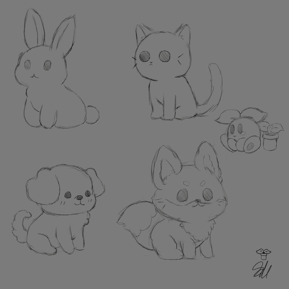 SproutKirby's tweet photo. Thought about making a cute game about owning adorable animals! This was  me making cute art of them for a baseline of what I wanted to do
#animals #pets #sketch #art #cute https://t.co/4dqgyRpLUs