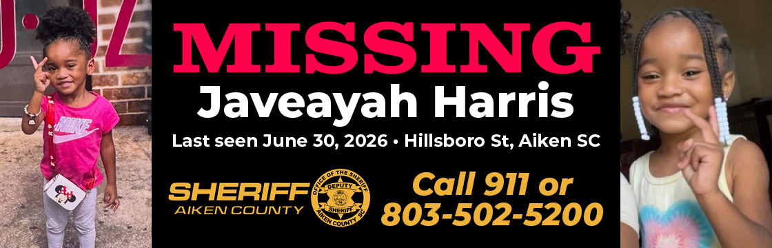 FBIColumbia's tweet photo. The Aiken County Sheriff's Office, the FBI, and more than a dozen law enforcement partners continue our search to find 4-year-old Javeayah Harris and bring her home. Azalea Outdoor donated space on digital billboards across the CSRA to assist in this investigation. Call 911 or our tipline at 803-502-5200 if you have information to help us find Javeayah.
