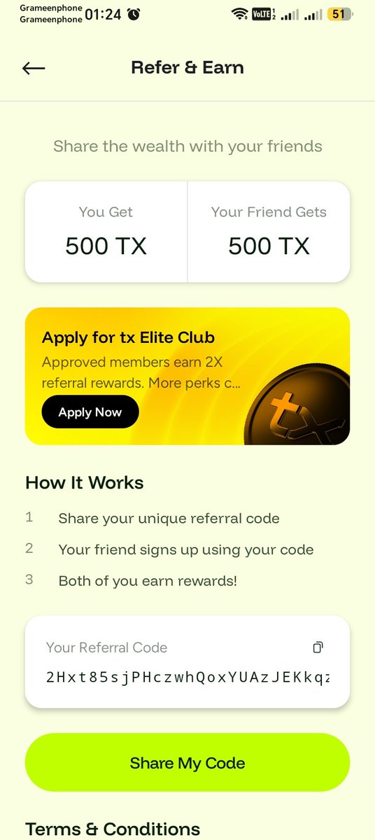 astabid94's tweet photo. 🚀 Don't miss
 TX Wallet and become eligible to receive up to 500 TX (5$ free) after successful KYC.

✅ Download TX Wallet ✅ Create a new wallet
 ✅ Enter  referral code: 2Hxt85sjPHczwhQoxYUAzJEKkqz1
✅ Complete KYC verification ✅ Wait for reward distribution 
#TXWallet https://t.co/k25HDqjJOH