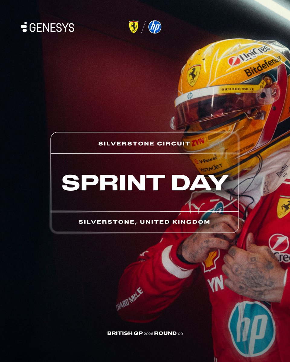 ScuderiaFerrari's tweet photo. Sprintin’ into the Saturday Silverstone action ⚡️ https://t.co/A224jgqIFA