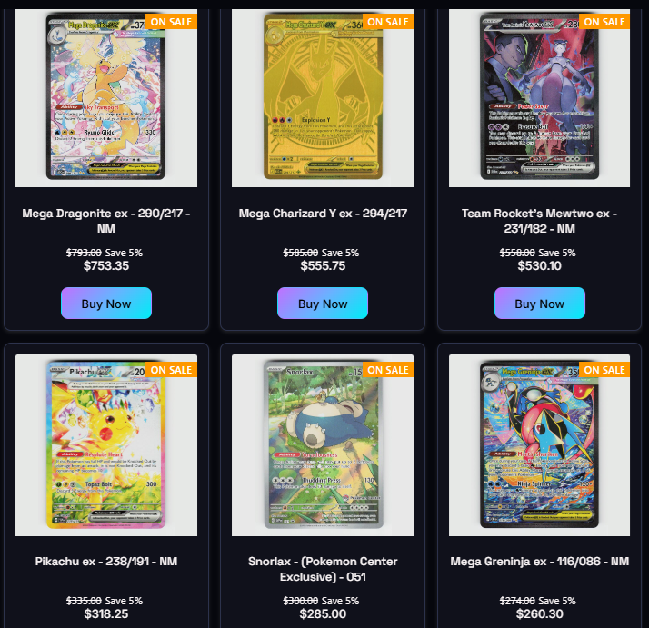 We've adjusted a lot of our prices for any cards $20+ for English
