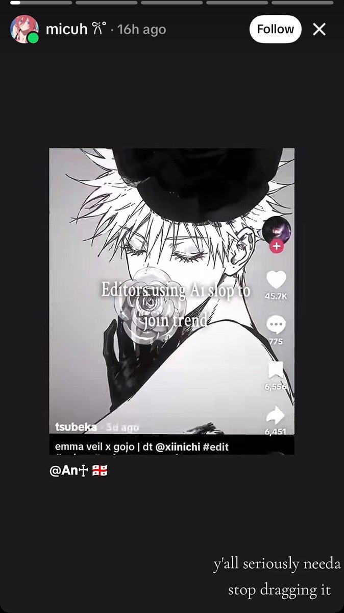 love4nanaa's tweet photo. What the creator of the AI slop trend had to say. She said this about Veil fans after they called her out for using AI with Kotteri’s artwork. She still doesn’t seem to care and even her apology felt half-hearted 
#kotteri @_K0TTERl_ https://t.co/3RiD8WkGDb
