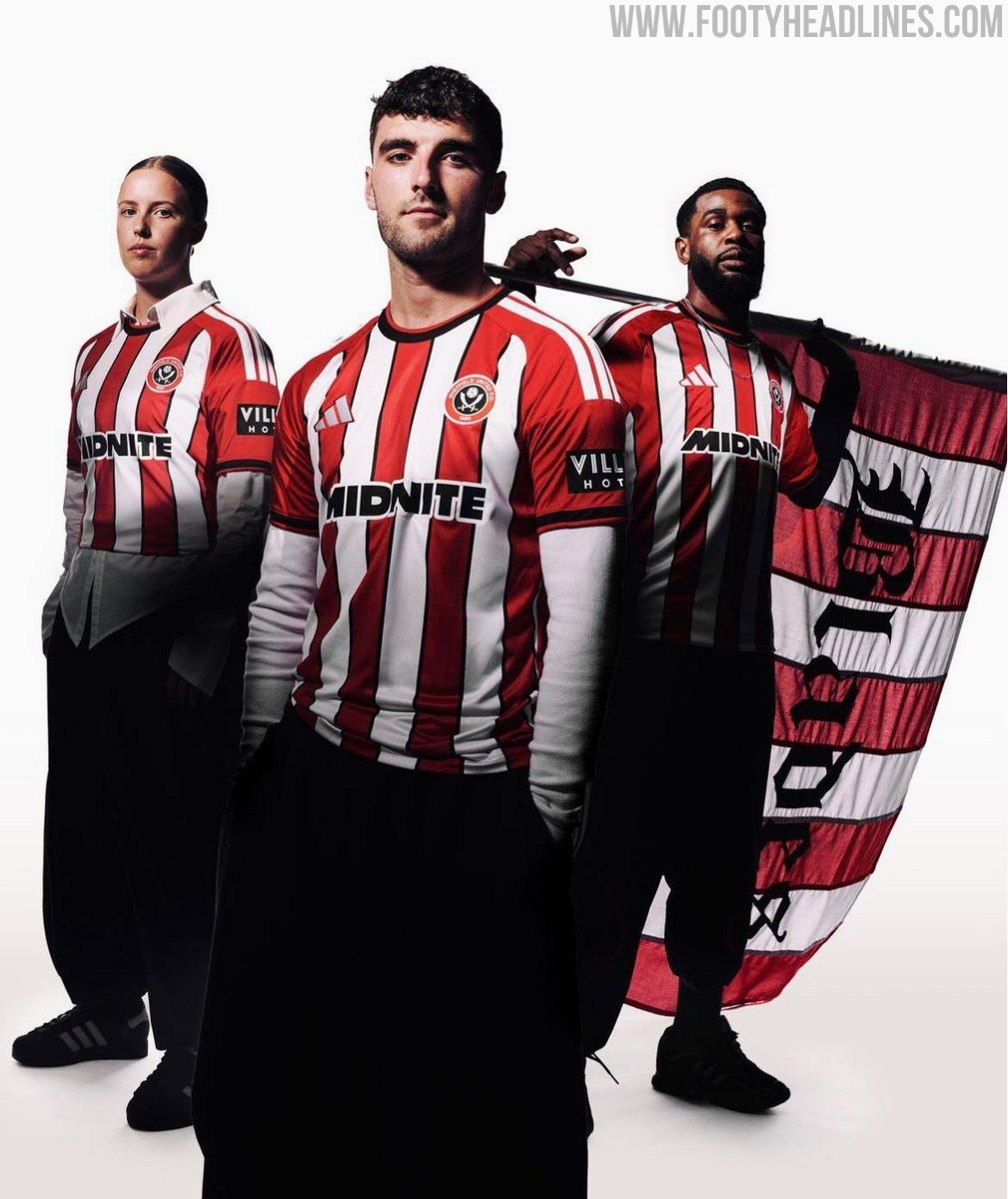 Footy_Headlines's tweet photo. 𝑨𝒅𝒊𝒅𝒂𝒔 𝑺𝒉𝒆𝒇𝒇𝒊𝒆𝒍𝒅 𝑼𝒏𝒊𝒕𝒆𝒅 𝟐𝟔-𝟐𝟕 𝑯𝒐𝒎𝒆 𝑲𝒊𝒕 𝑹𝒆𝒍𝒆𝒂𝒔𝒆𝒅 -  𝑵𝒐 𝑴𝒐𝒓𝒆 𝑬𝒓𝒓𝒆à

The new Sheffield United 2026-27 home kit was officially unveiled today, marking the debut release of the club's new partnership with Adidas.

Adidas replaces Errea as the official kit manufacturer starting from the 2026-27 season.

The Adidas Sheffield United 2026-27 home shirt introduces a fresh take on the club's classic red and white stripes, with black striping in between. 

Fans will be able to purchase the new Adidas Sheffield United 2026-27 home kit both online and in-store from 2pm on Monday, July 6.