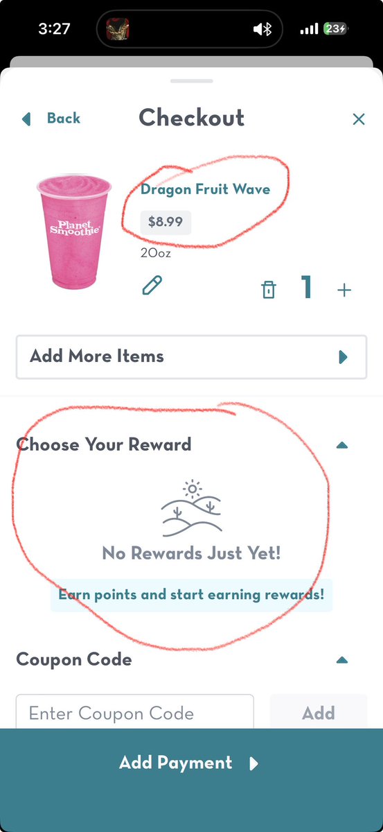 Clyde6309's tweet photo. @PlanetSmoothie You guys need to fix your app. Birthday rewards are not showing in the final check out under rewards. My birthday was yesterday and your app just made me pay a full $9 with no $6 off. #PlanetSmoothie https://t.co/Ng5rVHGIBg