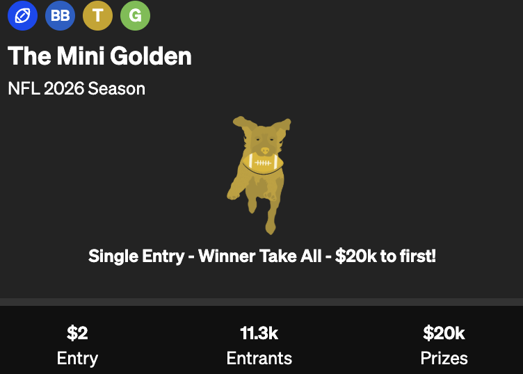 Neumy2's tweet photo. On that note, heres a Mini Golden

$2 Single Entry
Fast Drafts Only
Winner Take All

Happy 4th everyone! 🇺🇸🎇 https://t.co/zXp6gvT7xg
