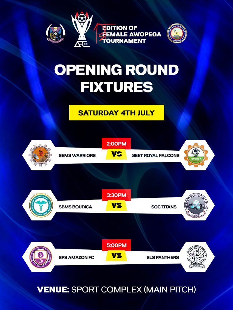futafabrizio's tweet photo. π₯ AWOPEGBA ACTION CONTINUES! β½
The 13th Edition of Male AWOPEGBA continues with 11 Round of 58 fixtures, while the 1st Edition of Female AWOPEGBA wraps up its group stage with the final 3 fixtures.
Who moves on? Who bows out? π#FUTASports #FUTAFootball https://t.co/YbMP0UkXQ4