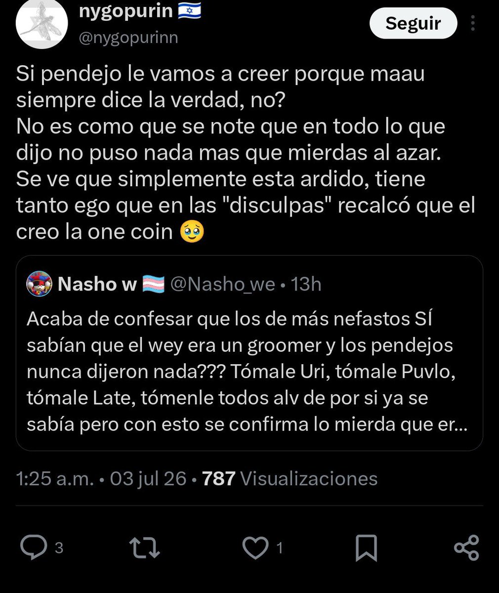vvmone_'s tweet photo. JAJSJAJSJWJS neta ese wey está bien pendejo.
Ya nadamas quieren ser puerkangeles buscando relevancia al tirar hate pero neta que patética forma de vivir el buscar que te odien por ragebaitear.
Tremendo fracasado https://t.co/Ae22E0Qoql