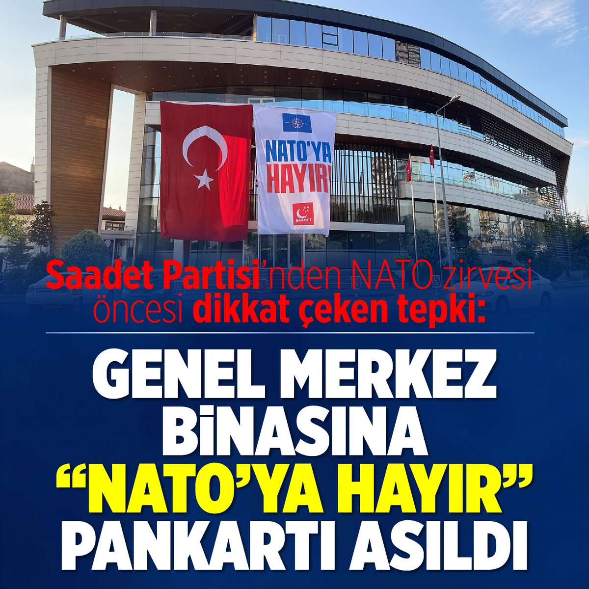 milligazetecom's tweet photo. 📌  Saadet Partisi, genel merkez binasına "NATO'ya Hayır" pankartı astı

🔔Haberin detayları için tıklayın ⤵

https://t.co/zBJFiCTIe6 https://t.co/7dMNnXdH2h