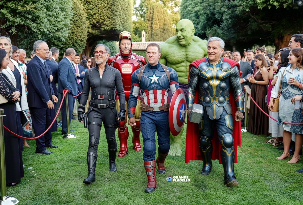 grande_flagello's tweet photo. "Tra i fumi degli hamburger sfrigolanti fa un certe effetto vederli avanzare come gli Avengers". https://t.co/FiAWF2lDhH