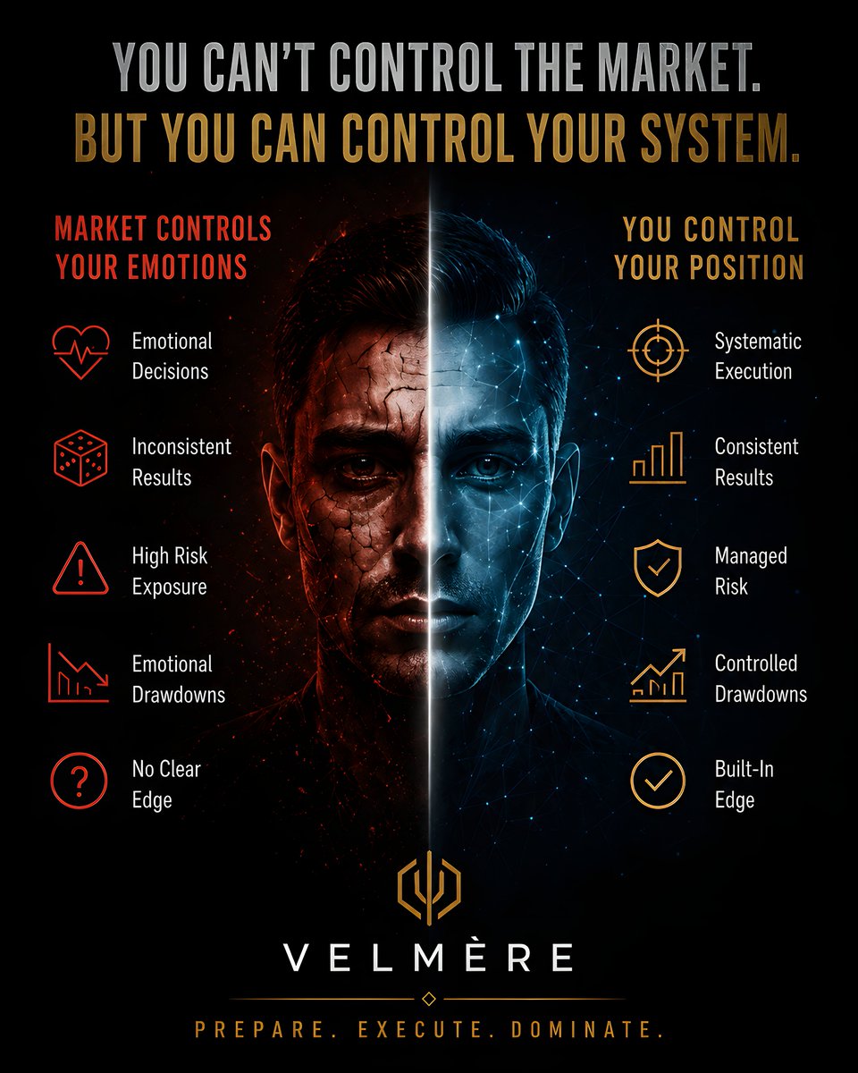 markvelmere's tweet photo. Hope reacts. Systems execute. Velmère turns market chaos into controlled risk, structured data, and decisions built before emotion takes over.
#Velmere #RiskManagement #Trading #CryptoFutures #Web3 #Web3Game https://t.co/h9AeA7fbrt