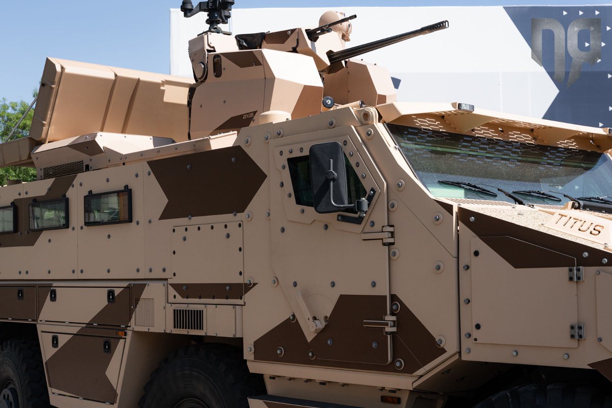 Def_Redefined's tweet photo. ⚔️ The #titus #apc build on #TATRA – T815 6x6 chassis equipped with the #ARX25 RCWS at #eurosatory2026
➡️ The battleproven #25M811 cannon provides sufficient firepower (280 ready rounds - 25mm x 137 ammunition) and high hit performance. The coaxial 7,62mm gun comes with up to 300 ready rounds.
➡️  The ARX25 is designed to be used on a wide range of armoured vehicles from 4x4 (12T class) to 8x8 IFVs
➡️ The Titus showcased at eurosatory comes with a tethered drone for forward observation as well as e/o suite and acoustic gunshot detection sensors
➡️ The Ballistic Protection of #titus can go up to #STANAG 4569 Level 4
➡️ Weight: 27t (Max)
➡️ Range: 700km 
➡️ Maximum speed: 110km/h
➡️ Crew: 3+10 or 2+12 depending on configuration