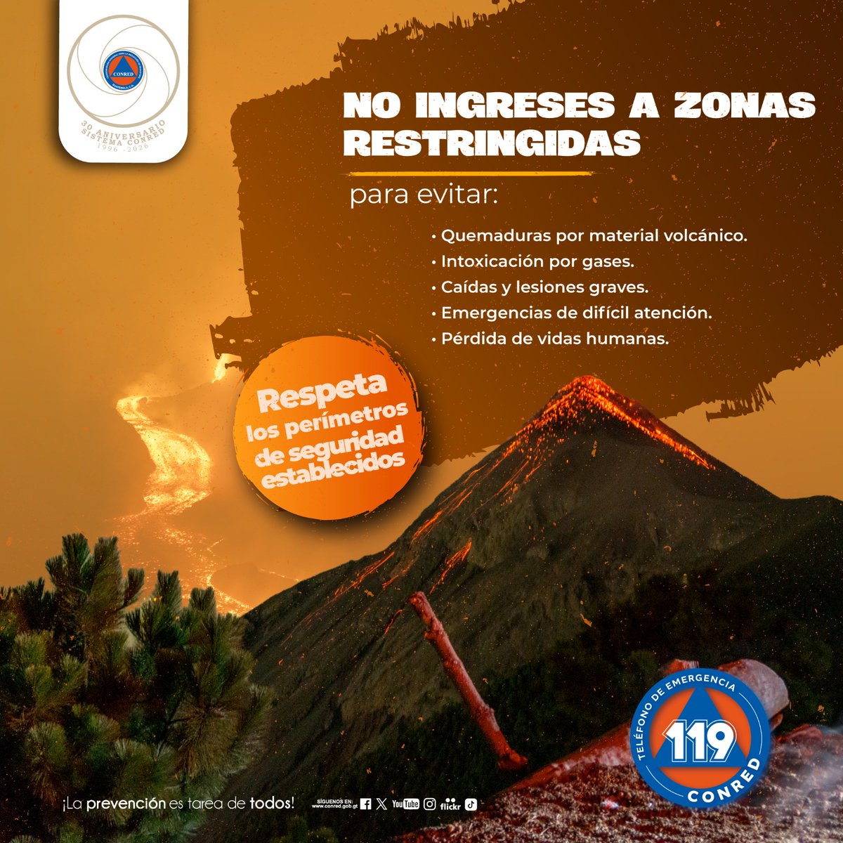 ConredGuatemala's tweet photo. 🌋 Tu seguridad es primero. Antes de acercarte a un volcán, consulta información oficial y respeta los perímetros establecidos.

¡La prevención es tarea de todos! #SistemaCONRED #Volcanes https://t.co/uD08v6hlwv