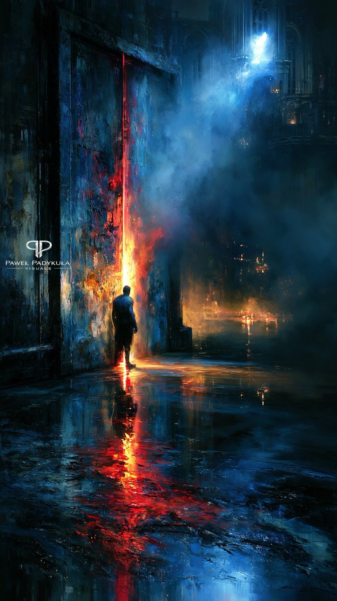 NeoSynthVisions's tweet photo. 🌑🔥 Lost between shadows and fire, a lone soul stands at the edge of a world where darkness and light collide. ✨🌊

#DarkArt #Cinematic #fantasy #midjourney #painting #doubleexposure #midjourneyart #painting #oilpainting #MoodyAesthetic #SurrealArt #surrealism #DigitalPainting #AtmosphericArt #DarkFantasy