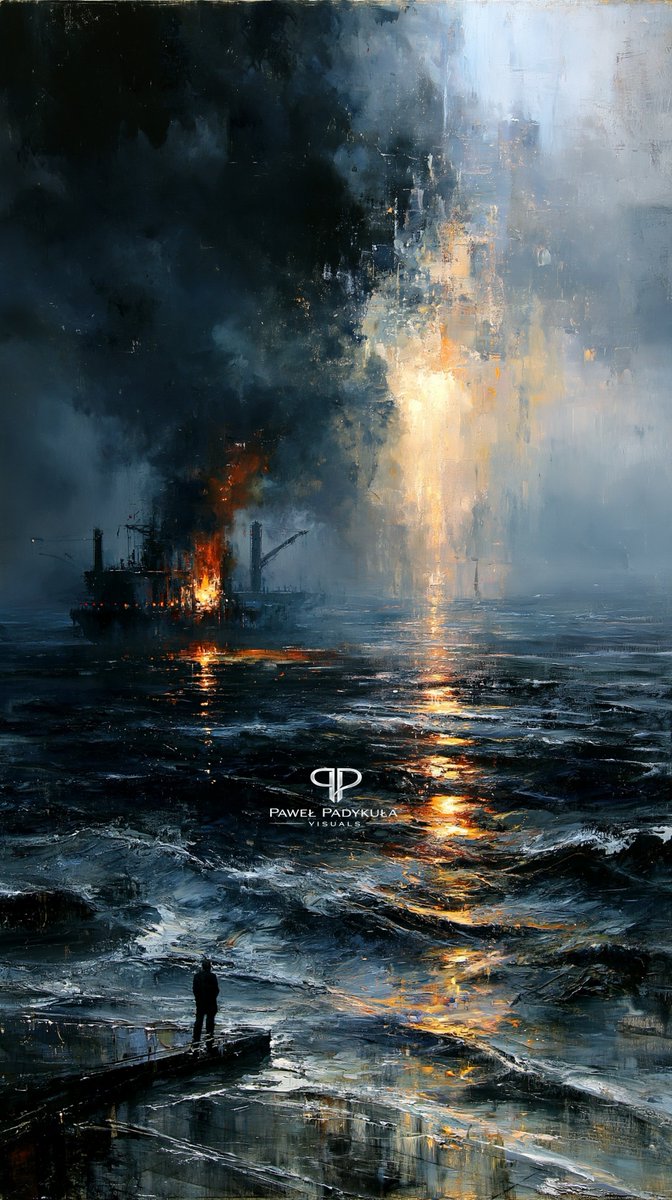 NeoSynthVisions's tweet photo. 🌑🔥 Lost between shadows and fire, a lone soul stands at the edge of a world where darkness and light collide. ✨🌊

#DarkArt #Cinematic #fantasy #midjourney #painting #doubleexposure #midjourneyart #painting #oilpainting #MoodyAesthetic #SurrealArt #surrealism #DigitalPainting #AtmosphericArt #DarkFantasy