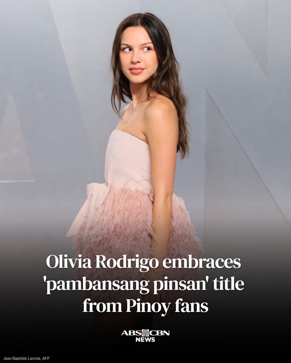 ABSCBNNews's tweet photo. 'I WEAR THAT WITH HONOR AND PRIDE'

Olivia Rodrigo embraces the title "pambansang pinsan" given to her by Pinoy fans.

Read more: https://t.co/FBlvthDglK https://t.co/TkiCEctvtI