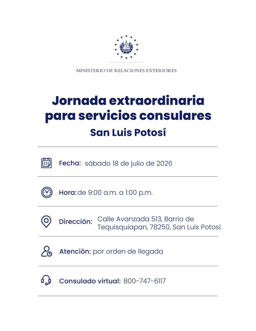 ESAenMexico's tweet photo. Si necesitas tramitar tu pasaporte, el próximo sábado 18 de julio realizaremos una jornada extraordinaria para apoyarte con este proceso. 🇸🇻🙌🏻
 
Visítanos en:
📍 Avanzada 513, entre Carranza y Quintana Roo
🗺️ Mapa: https://t.co/hX8HkFHFvx

Atención por orden de llegada. https://t.co/AZYS3tvrBt