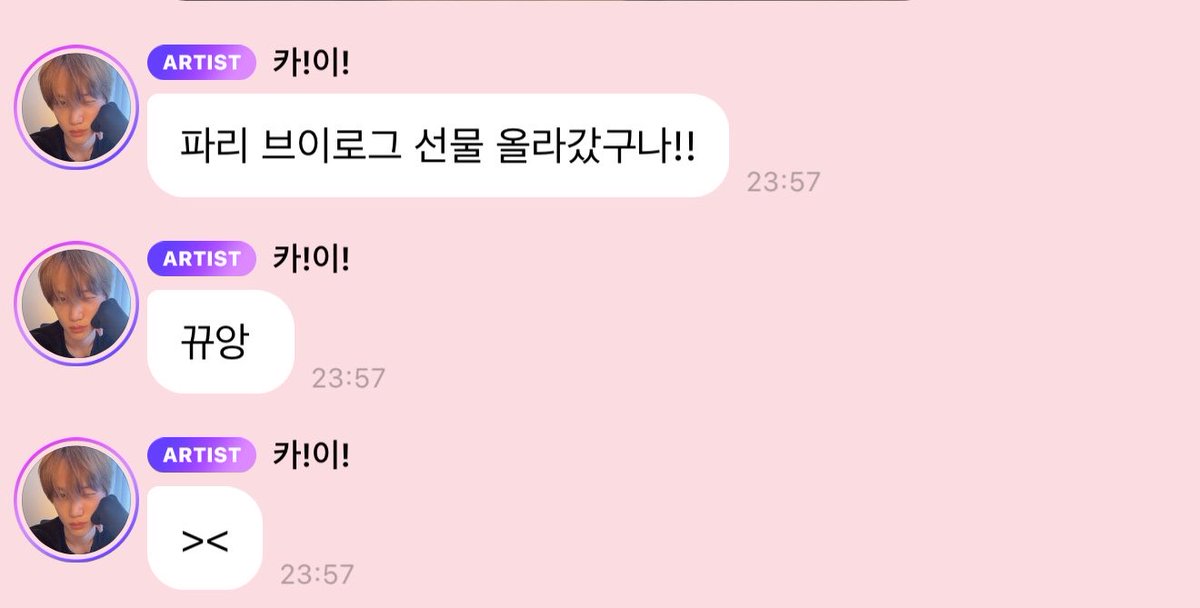 114message's tweet photo. 260703 🐻💬 11:57PM

🐻 My present aka the Paris vlog was uploaded!!
🐻 Kkyuang (T/N: Cutesy squeak sound effect)
🐻 >< https://t.co/j5lHtKMNsT