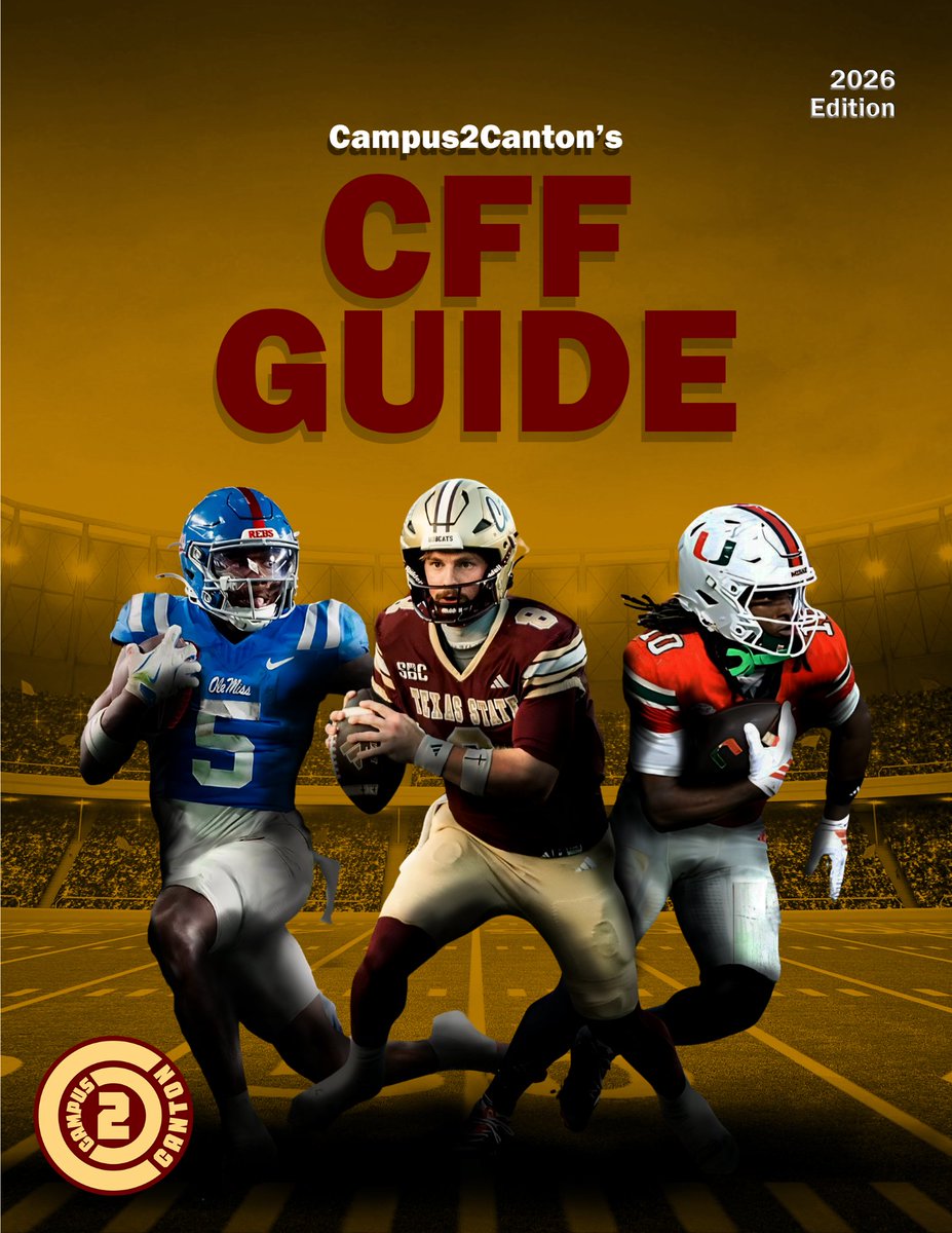 CFF_Jared's tweet photo. ONE DAY MORE until the @campus2canton 2026 CFF Guide is released!

- Full Team Profiles for all 138 teams!
- Player Profiles for top 48 QBs, 60 RBs, 72 WRs & 36 TEs, with rankings going deeper!
- Freshman Fifty from @CFFNate!
- Mock Draft + ADP trend analysis!
- Coaching Systems and schedules to know!
- Defensive stats and streaming guide by @Justice_2318!
- and more!

$15 if you pre-order today, $20 when it releases tomorrow!