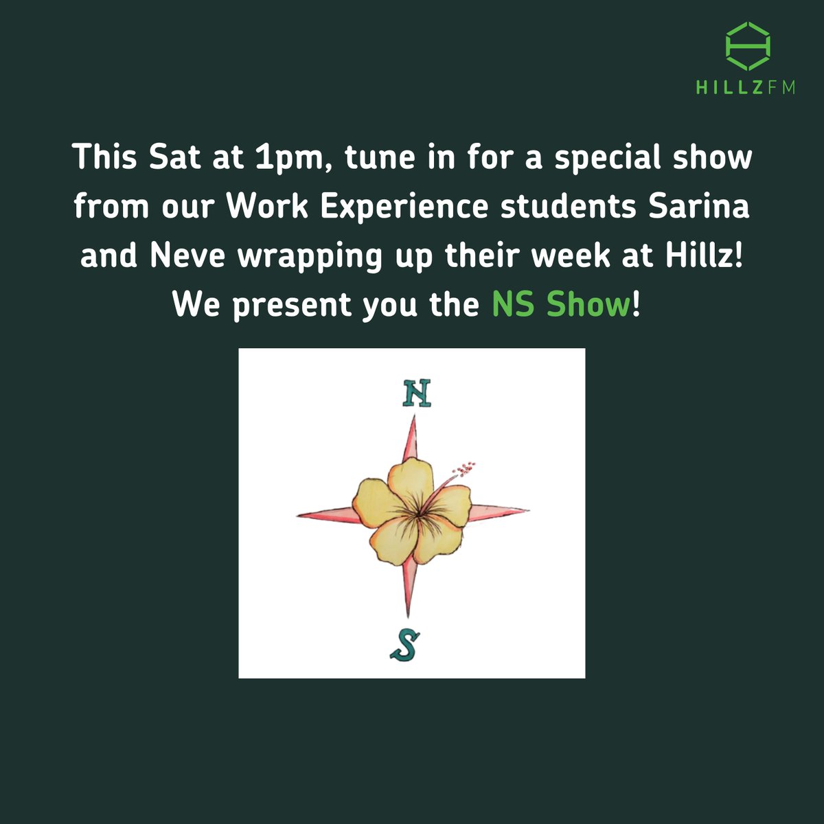 HillzFM's tweet photo. Check out our work experience students show, which they made during their time here and the awesome show branding they've worked on. Thank you for all your hard work! Tune in this Saturday from 1pm to hear the NS show live, where things could either go North or South! https://t.co/INghZv40kz