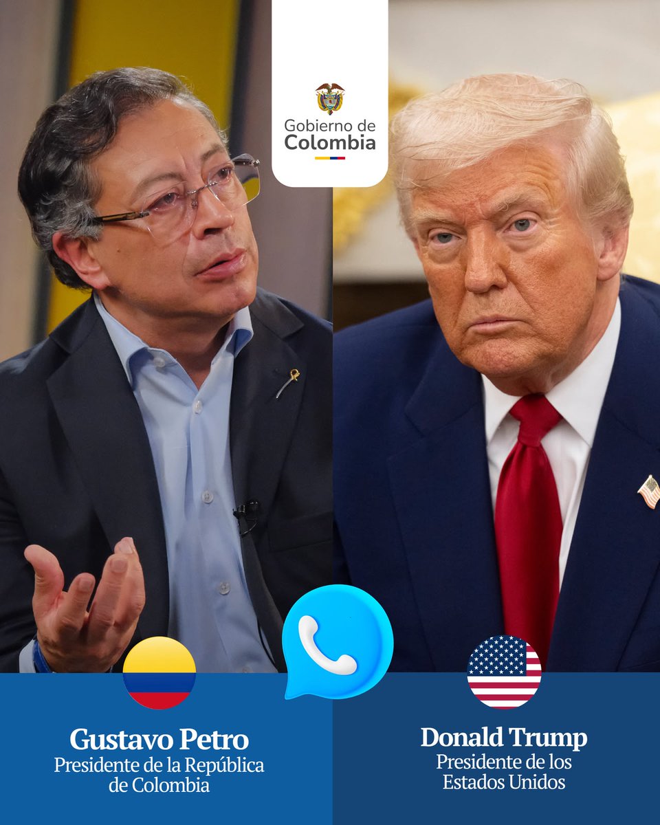 infopresidencia's tweet photo. Sobre las 8:15 de la mañana, el Presidente de Colombia, @petrogustavo, y el presidente de los Estados Unidos, Donald Trump, sostuvieron una llamada telefónica en la que abordaron temas como el cumplimiento, por parte de Colombia, de los compromisos relacionados con la erradicación voluntaria de cultivos. 

En este sentido, se informó que se cumplió la meta acordada de alcanzar cerca de 30.000 hectáreas erradicadas dentro del programa y que se espera llegar a 41.000 al finalizar 2026. Este programa se encuentra financiado hasta el 31 de diciembre del presente año.