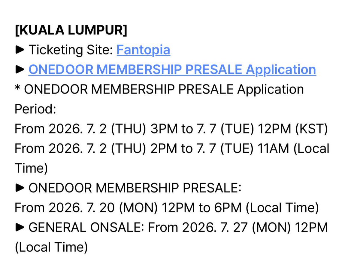 abdubasanchez_'s tweet photo. HTB / Ticketing Service : 😚

BOYNEXTDOOR KNOCK ON VOL 2 : IN KUALA LUMPUR 2026 🇲🇾

Sales Information : 

🅱️ ONEDOOR Membership Presale - 20 July 12PM 
🩸 General Sales - 21 July 12PM
🩸 Application Period - 2 July to 7 July 11AM only. ( Please verify your membership! ) https://t.co/TrVxig2Dxh