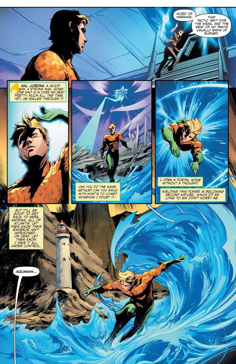 AquamanUniverse's tweet photo. The Justice League arrives to scold Arthur in the preview to EMPEROR AQUAMAN #19 out next week! 🔱 https://t.co/d8elM6RcPn