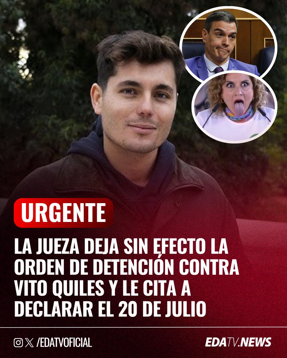 edatvoficial's tweet photo. ‼️🇪🇸 | El sanchismo contra la libertad de prensa: la jueza deja sin efecto la orden de detención contra nuestro periodista Vito Quiles y le cita a declarar el próximo 20 de julio. @vitoquiles https://t.co/D34FxaoRPJ