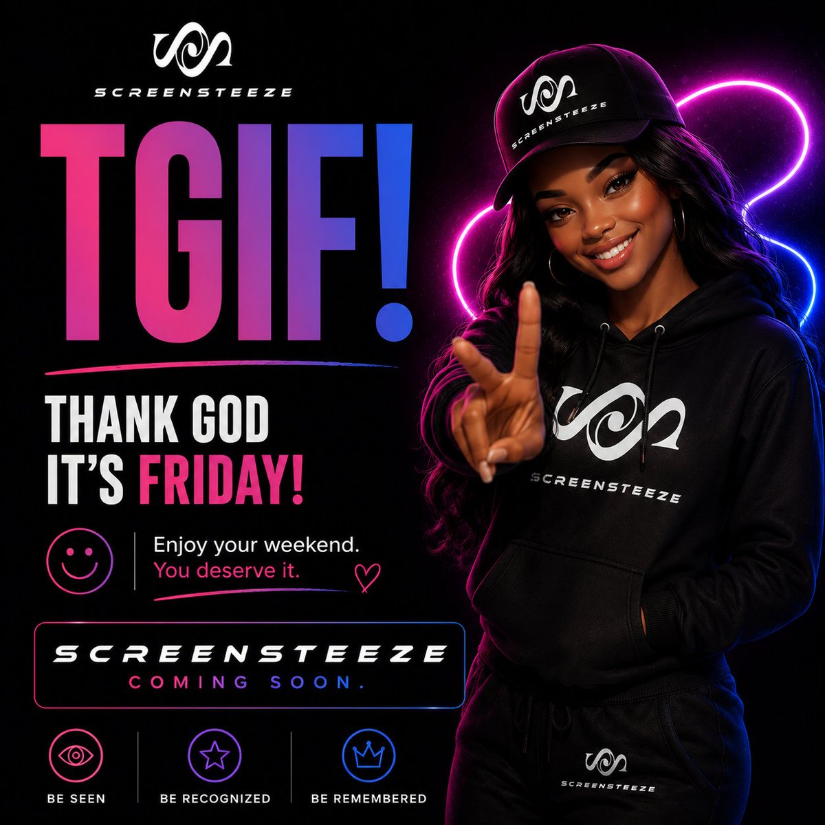 screensteeze's tweet photo. Happy Friday! ๐
The weekend is here.
Take a break, have some fun, and make time for the people who matter.
Enjoy your weekend from all of us at Screensteeze. ๐๐ฉท
#TGIF #Screensteeze #WeekendVibes #HappyFriday #ComingSoon https://t.co/8Lnc85o7pg