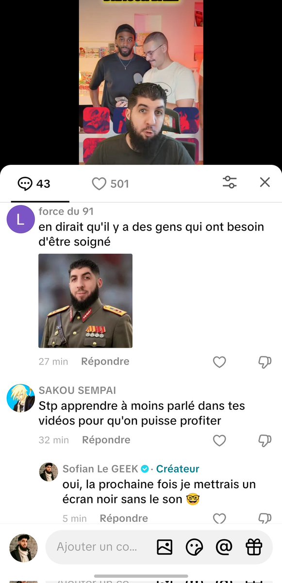 SofianLeGEEK's tweet photo. "STP Apprends à moins parler dans tes vidéos, pour qu'on puisse en profiter"

Parfois y a des commentaires sur TikTok... 😂🤣 https://t.co/EUWtaJutPl
