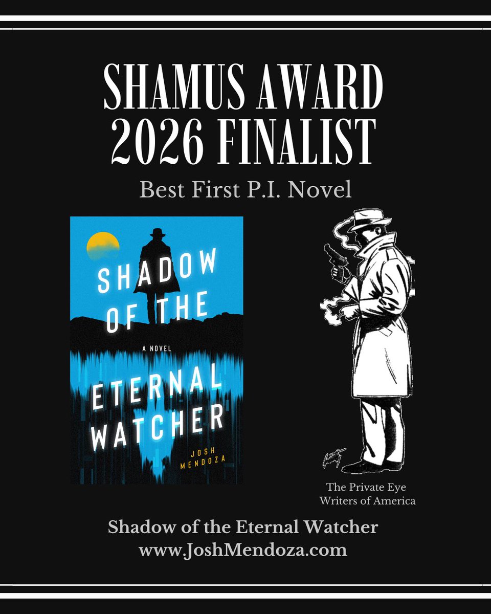 MendozaStrikes's tweet photo. Shadow of the Eternal Watcher has been nominated for a Shamus Award! Thrilled. Stoked. Honored. Elated. All the things. #writingcommunity https://t.co/mzvt0JPSUE