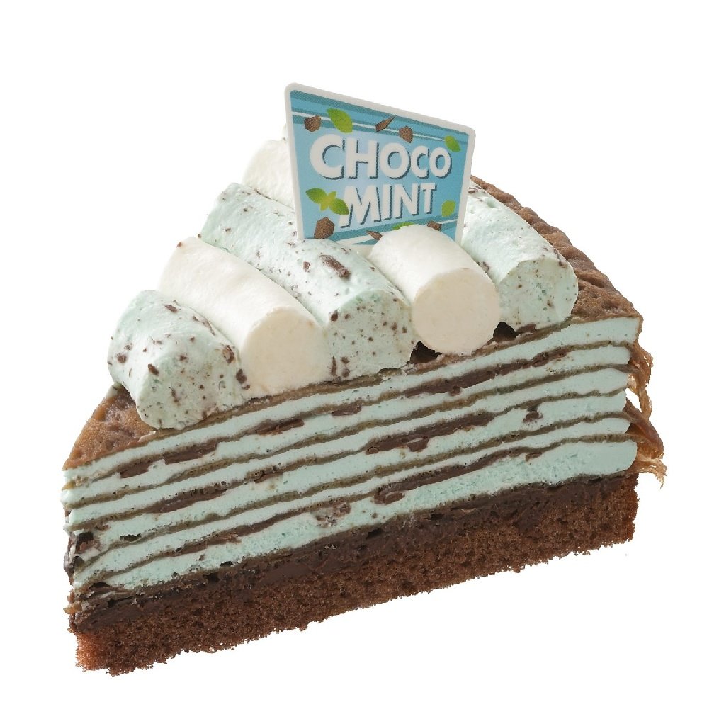 chocomintbanzai's tweet photo. 【ミント量が2倍になった！】
銀座コージーコーナー
「爽快チョコミントミルクレープ」
7月10日～9月10日ごろまで
全国の生ケーキ取扱店で販売
※北海道･九州地方と、福井県･京都府･滋賀県･鳥取県･島根県･山口県･愛媛県･高知県には生ケーキ取扱店はございません

4月に発売された「チョコミントミルクレープ」の軽やかなココアクレープとなめらかなミントクリーム、4層のパリパリチョコの心地よい食感はそのままに、チョコミントガナッシュのミント量を約2倍に！！
ミントクリームとココアクレープを重ね、間にパリパリチョコを4層サンド、クレープ層の一番下にはミント感を向上したチョコミントガナッシュを重ね、ミントの爽快感とチョコの味わいが楽しめる