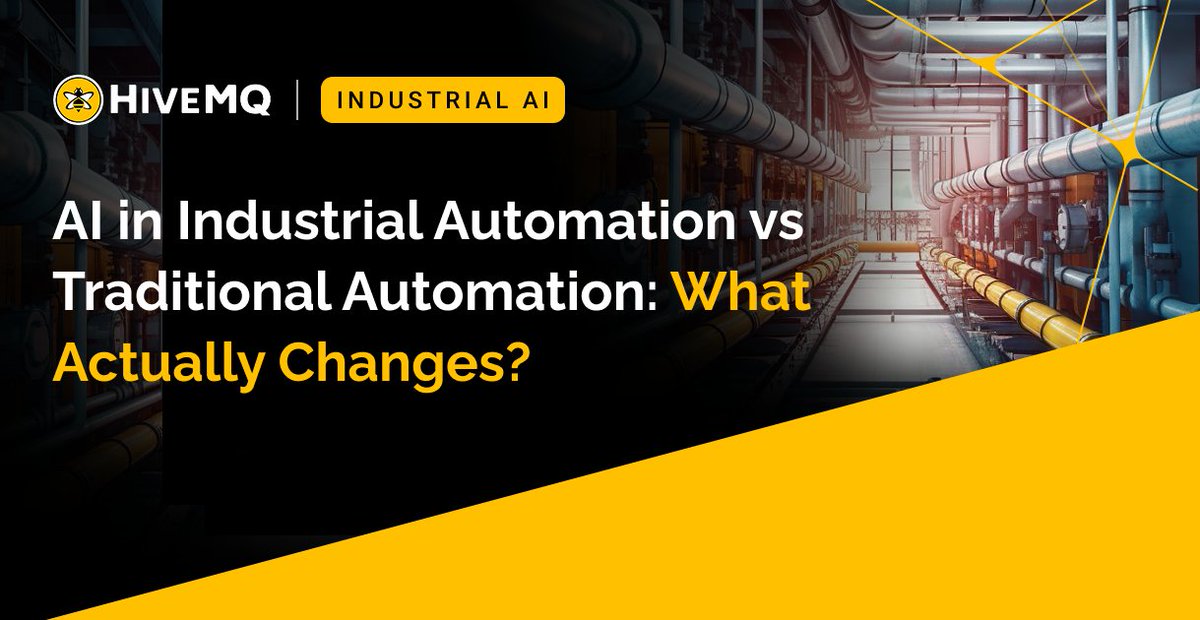 HiveMQ's tweet photo. Traditional automation triggers on a threshold. AI-driven automation needs continuous data to learn from. It's an architecture problem. Here's what has to change on the plant floor to make AI viable
https://t.co/UrXsJgG3Zn
#IndustrialAI #MQTT #UnifiedNamespace https://t.co/LLvRn7jZcY