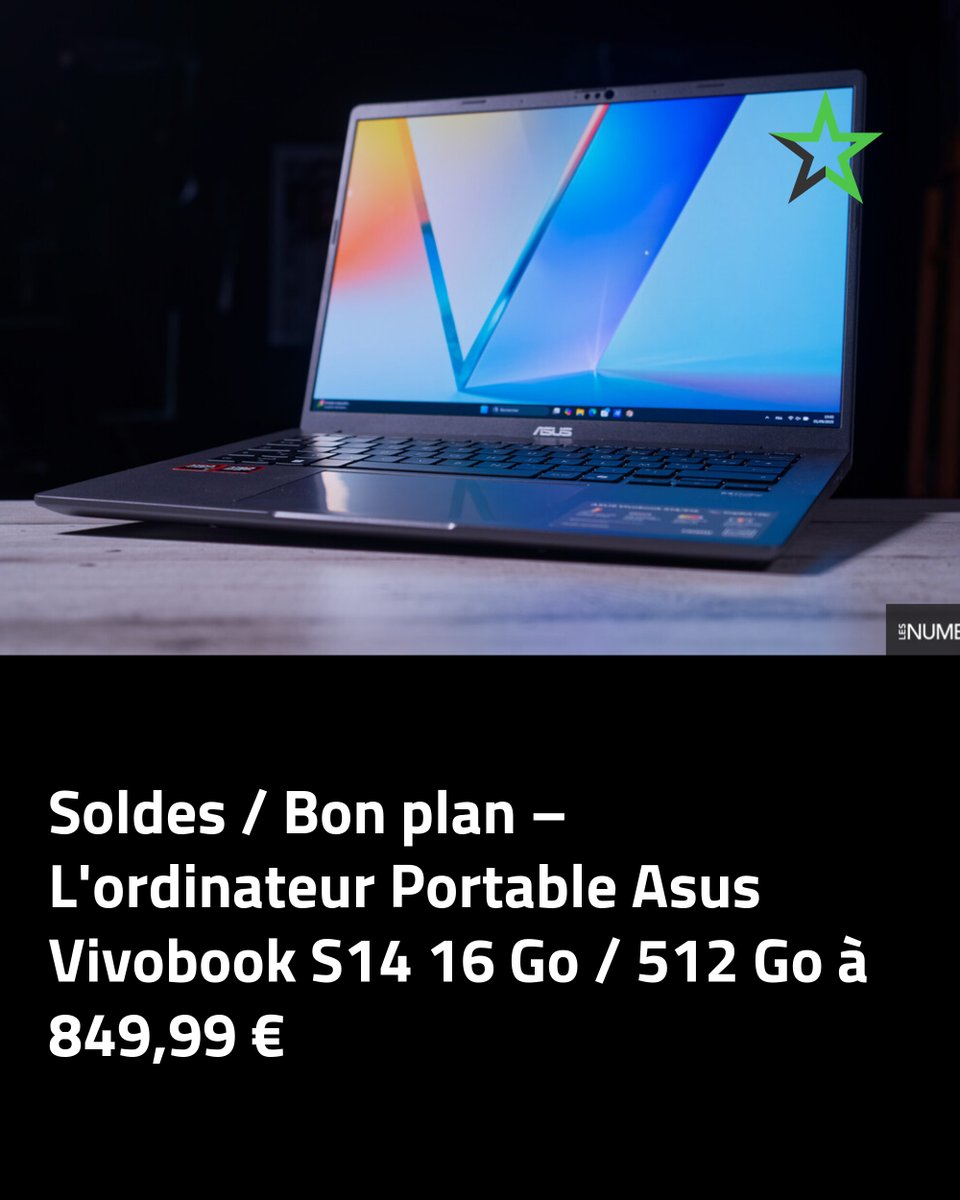 lesnums's tweet photo. Soldes / Bon plan – L'ordinateur Portable Asus Vivobook S14 16 Go / 512 Go à 849,99 €
➡️ https://t.co/E7qVchMoui https://t.co/lXb6I2It0m