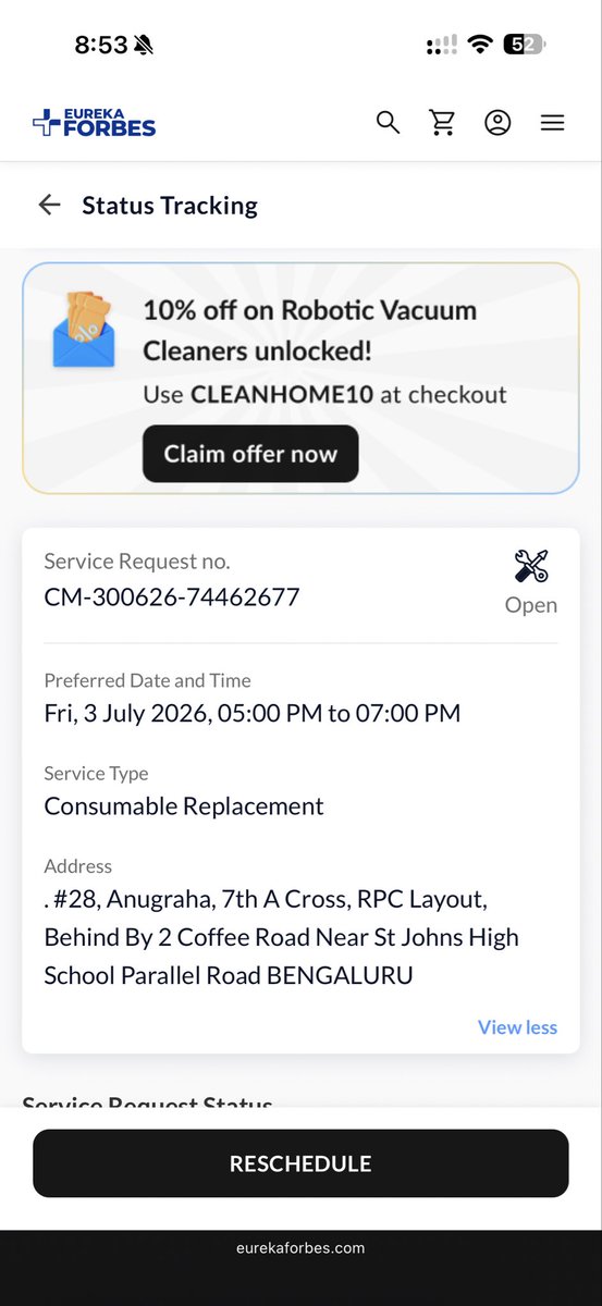 _Adarshnair7's tweet photo. @EurekaforbesIN - Since 4 days - I am rescheduling - All the agents say I am coming.

Please cancel and refund the AMC

You guys are not customer centric https://t.co/ggOlyU3ZBy