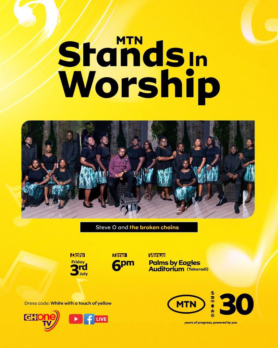 Ice_Moni1's tweet photo. Last chance to plan your evening!
MTN Stands In Worship is LIVE tonight at 6PM.
Bring your family, friends, and a heart ready to worship.
Mercy Chinwo and the full lineup will be there!
Palms by Eagles Auditorium, Takoradi
#MTNSIW26 https://t.co/wMcP7kPWNy