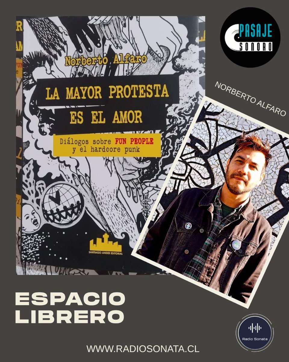stgoandereditor's tweet photo. Hoy a las 16 hrs. en #RadioSonata en el programa @pasajesonoro y su sección #EspacioLibrero estará #BetoTrash hablando de su libro La mayor protesta es el amor. Diálogos sobre #FunPeople y el #hardcore #punk. Saludos y gracias! 🥳📚🚀🎸

👉 https://t.co/25tkdctH0w 📻 https://t.co/KnYsSsn1Ui