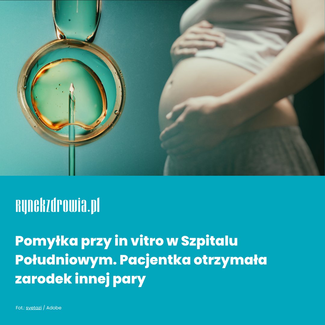 rynekzdrowia's tweet photo. W warszawskim Szpitalu Południowym doszło do pomyłki w zakresie procedury in vitro. Jak wynika z informacji Rynku Zdrowia, u jednej z pacjentek przetransferowano zarodek, który nie był genetycznie spokrewniony ani z nią, ani z jej partnerem ⬇️
https://t.co/fgQP2nw2Qd https://t.co/dLOT9LKs0M