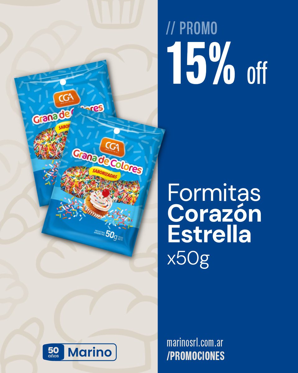 marinosrl's tweet photo. ¿Toque mágico a tus creaciones? ✨ Promo Marino: ¡15% OFF Formitas corazón y estrellita! 💖

Sorprendé!
Asegurá stock: 

Válido 30/09/2026.
#marinosrl #pasteleria #reposteria #formitas https://t.co/XM183Fnz7y