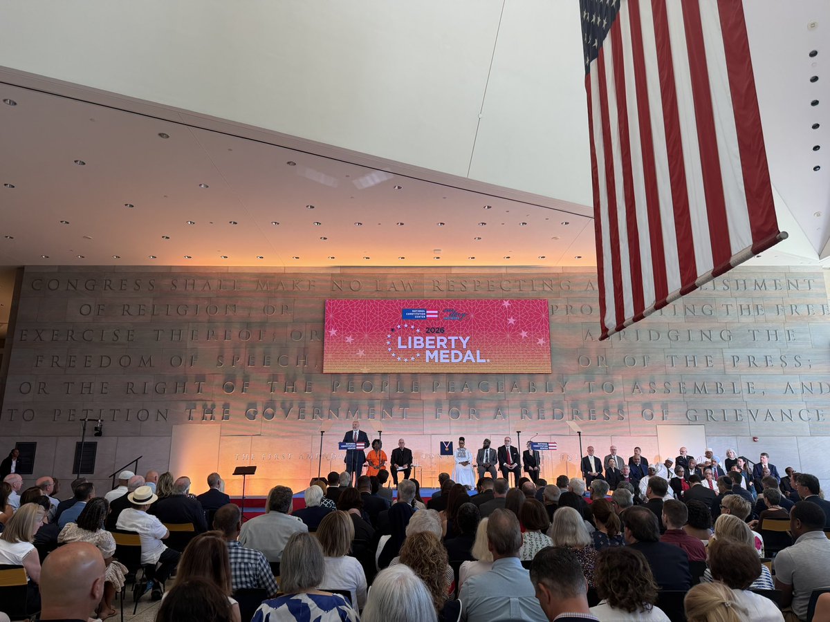 July4thPhilly's tweet photo. LIVE from the 38th Annual Liberty Medal Ceremony!🎖️ Today, the @ConstitutionCtr honors His Holiness Pope Leo XIV for his outstanding dedication to advancing freedom and making a lasting impact on communities around the globe. https://t.co/GF1c6Pxn39