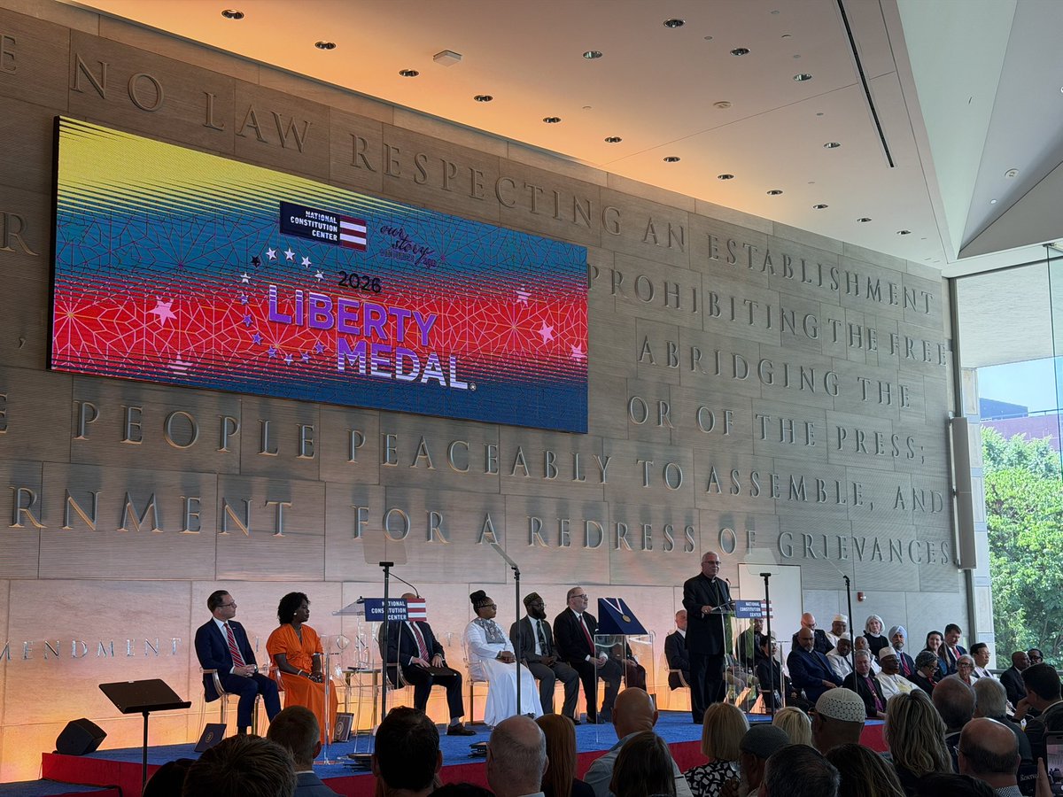 July4thPhilly's tweet photo. LIVE from the 38th Annual Liberty Medal Ceremony!🎖️ Today, the @ConstitutionCtr honors His Holiness Pope Leo XIV for his outstanding dedication to advancing freedom and making a lasting impact on communities around the globe. https://t.co/GF1c6Pxn39
