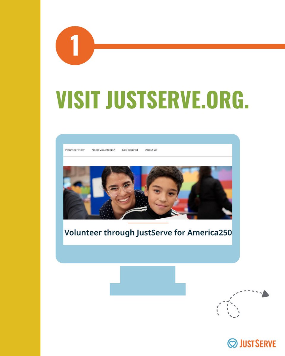 JustServe's tweet photo. Getting involved in America250 is easier than you think.  💙

Find a service opportunity near you on https://t.co/zi7imW5dtR and be part of something bigger. https://t.co/HiXmDz3Ful