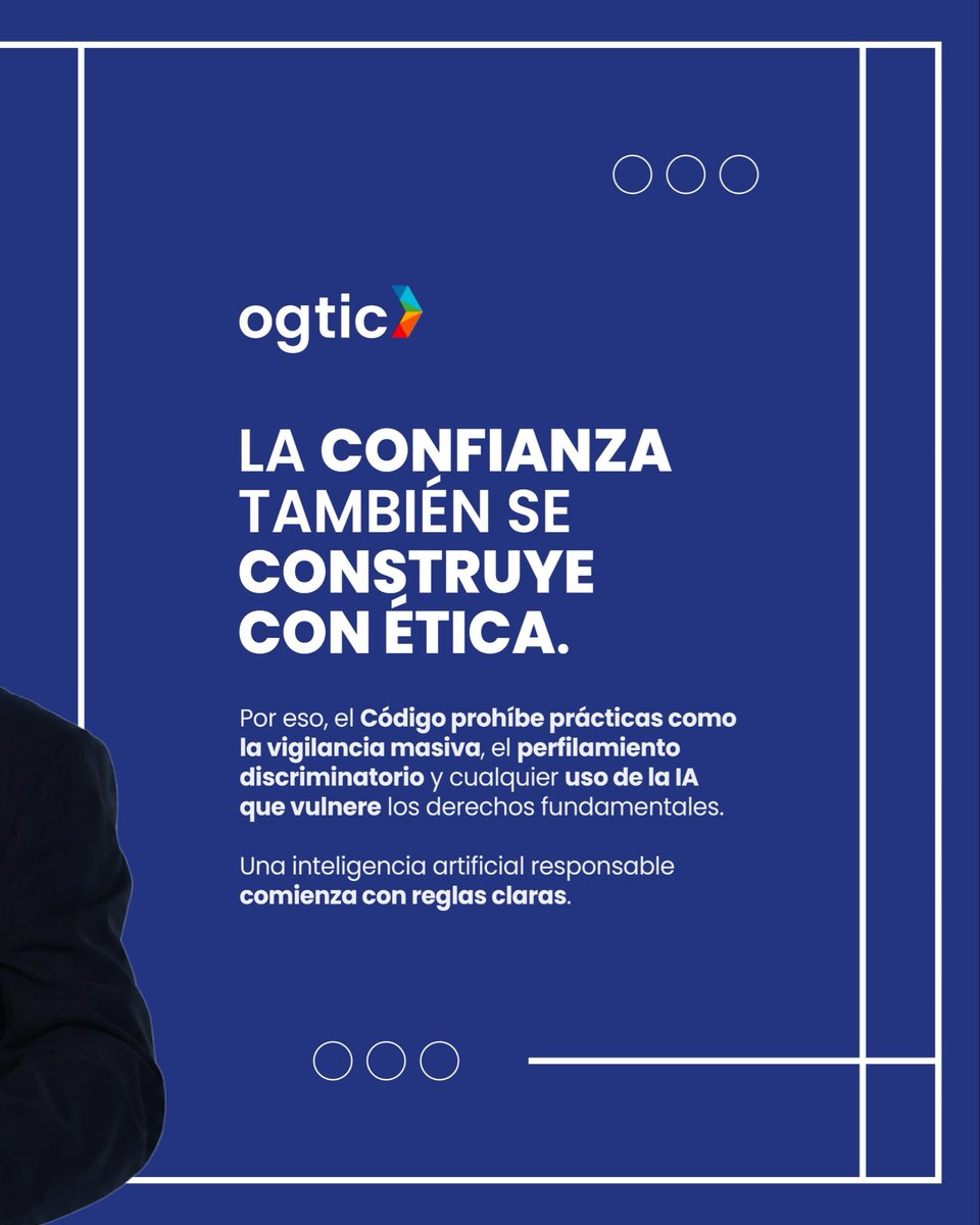 OGTICRDO's tweet photo. La inteligencia artificial tiene el potencial de transformar los servicios públicos, pero su verdadero impacto depende de cómo se diseñe, implemente y utilice.

Por eso, la República Dominicana cuenta con un Código de Ética de la IA para los Servicios Públicos, un marco que promueve la transparencia, protege los derechos de las personas y fortalece la confianza en el uso de esta tecnología.

Conoce los principios que orientan una inteligencia artificial responsable, segura y centrada en la ciudadanía 👉.

#ÉticaDeLaIA #TerceraCumbreRD
#EdgarBatista