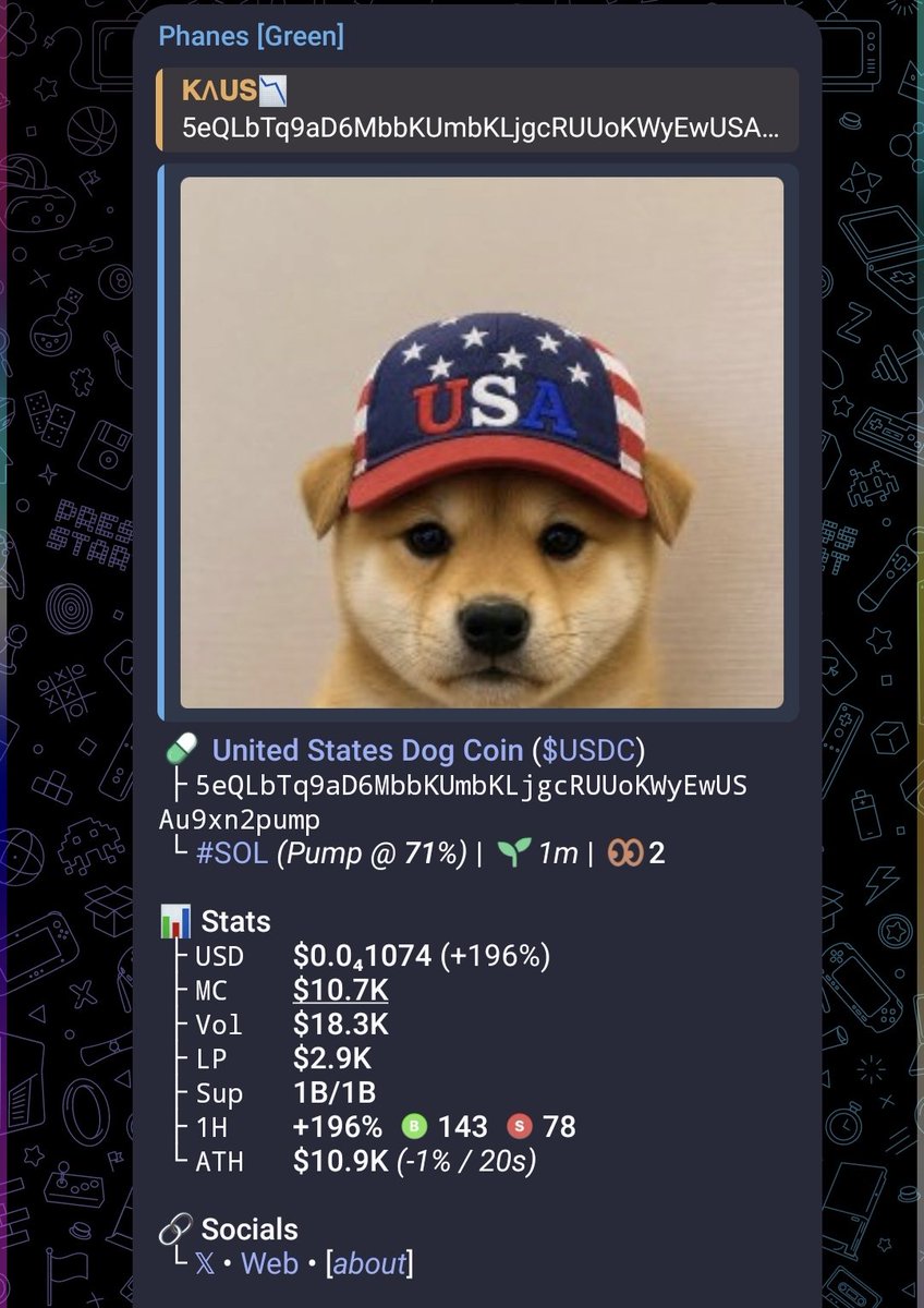 AlphaGemfather's tweet photo. 📊Entry signal 
$USDC
Early entry : 5k-15k MCAP🕊
CA:
5eQLbTq9aD6MbbKUmbKLjgcRUUoKWyEwUSAu9xn2pump https://t.co/W8GvyljacL