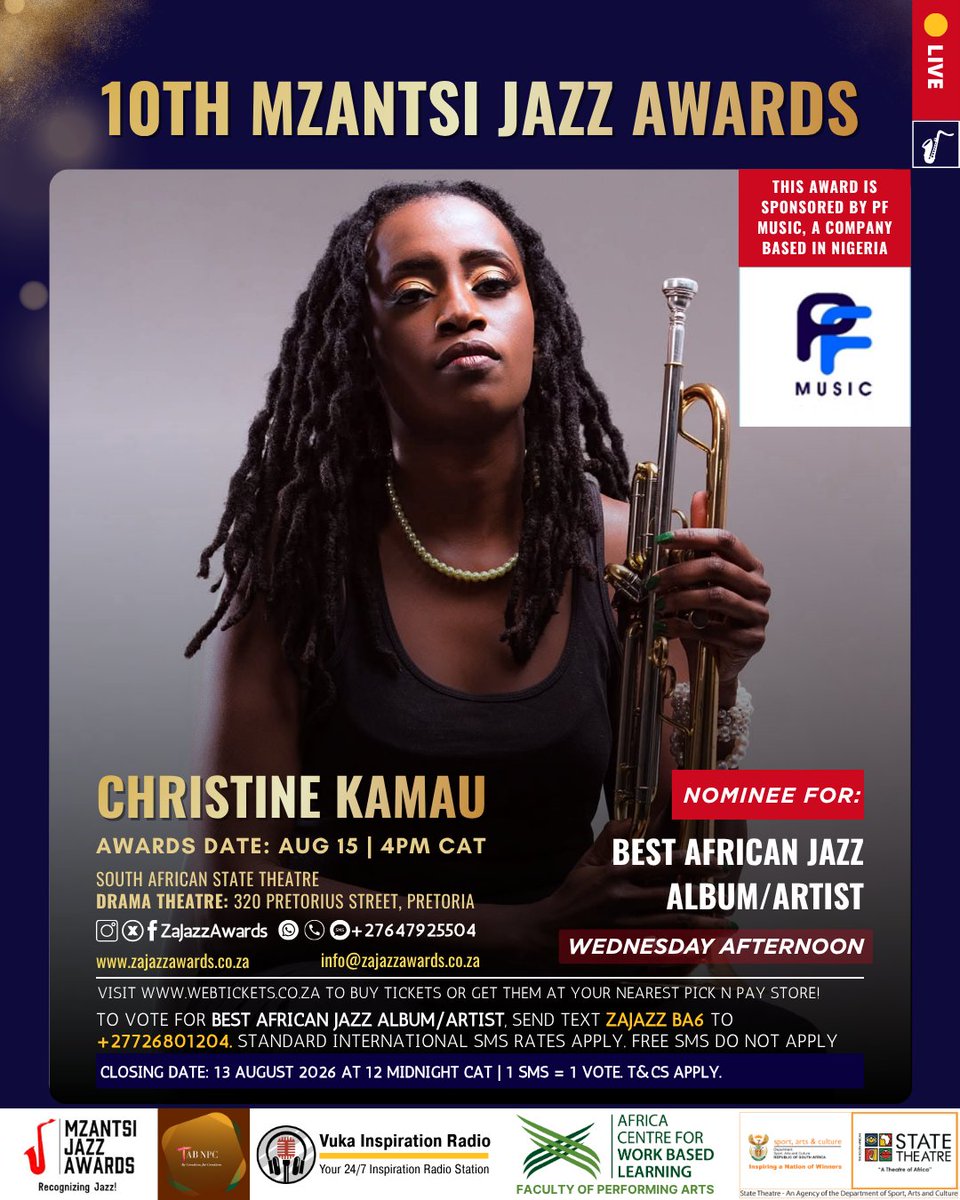 christinekamau5's tweet photo. Honored to be nominated for South Africa's Mzantsi Jazz Awards 'Best African Jazz Album/Artist' category!

As an independent artist, this gift of music has taken me to 12+ African countries on what has been a beautiful &amp; incredibly fulfilling journey.

I give thanks, always.
🎺🇰🇪 https://t.co/xsuX31Kqzu