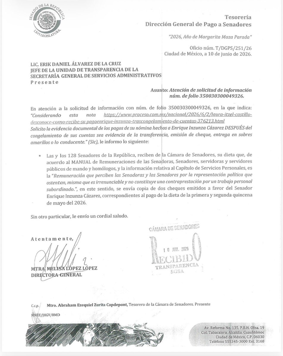 jorgegogdl's tweet photo. El senador Enrique Inzunza ha seguido cobrando su quincena en cheques de Banorte y BBVA a pesar de NO IR A TRABAJAR, cobra 122 mil pesos al mes en cheque de caja. Porque ya no le pueden depositar porque TIENE BLOQUEADAS las cuentas por las acusaciones de NARCOTRÁFICO en USA. https://t.co/cW8HQbDRng